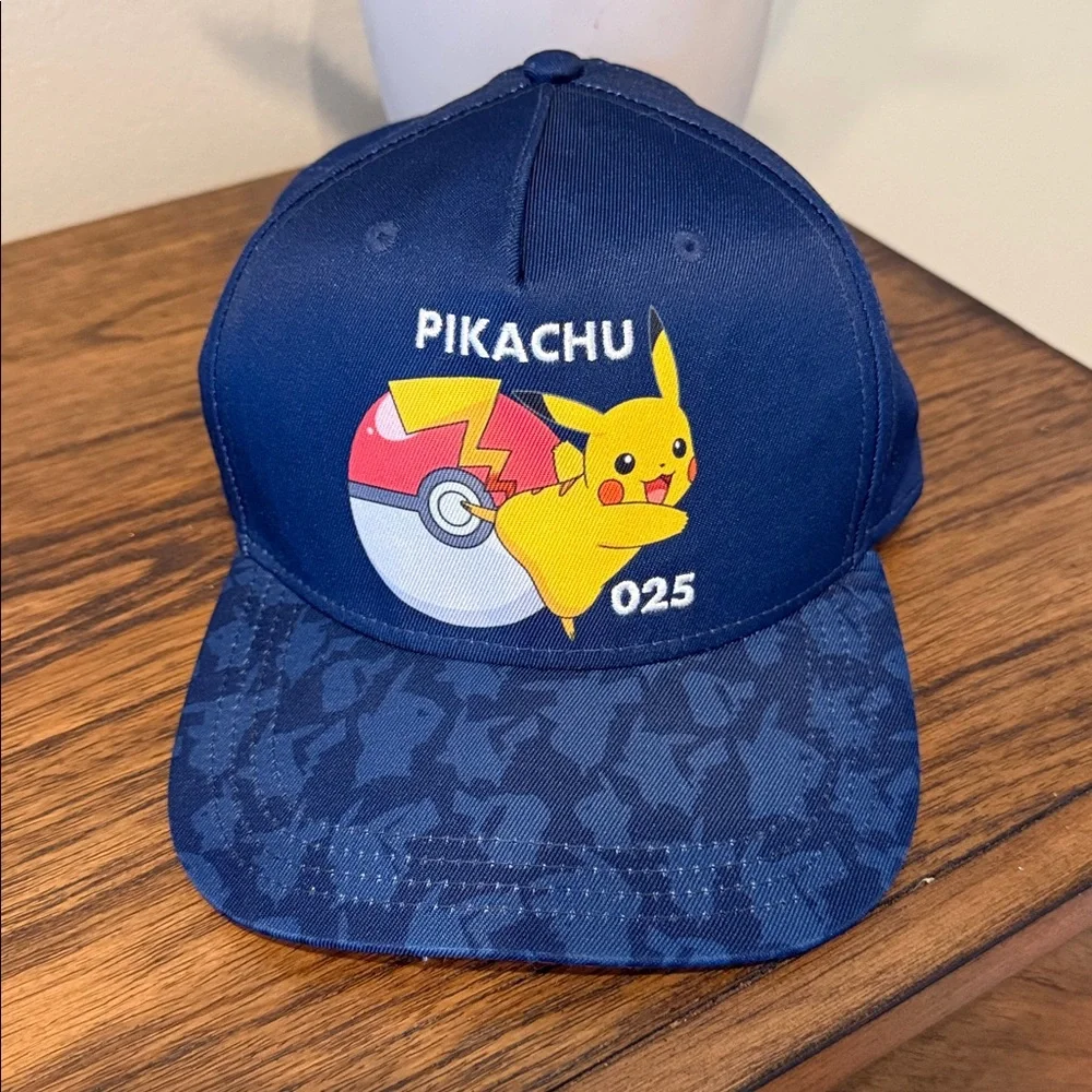 Pokemon‎ Pikachu Youth Boy's Baseball Hat Cap Navy Blue Snap Back One Size